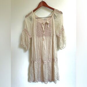 Bellamrbia Silk Blend Boho Tiered Dress made in  Italy ivory off white